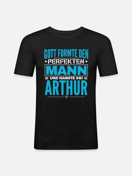 Arthur Name Design - Männer Slim Fit T-Shirt - Schwarz