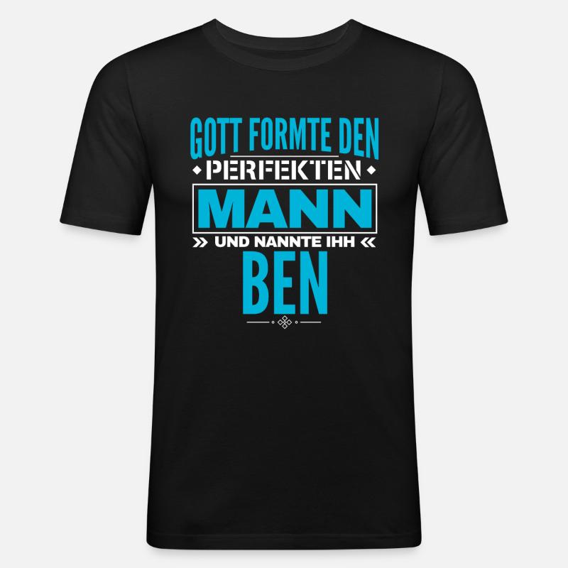Ben Name Design - Männer Slim Fit T-Shirt - Schwarz