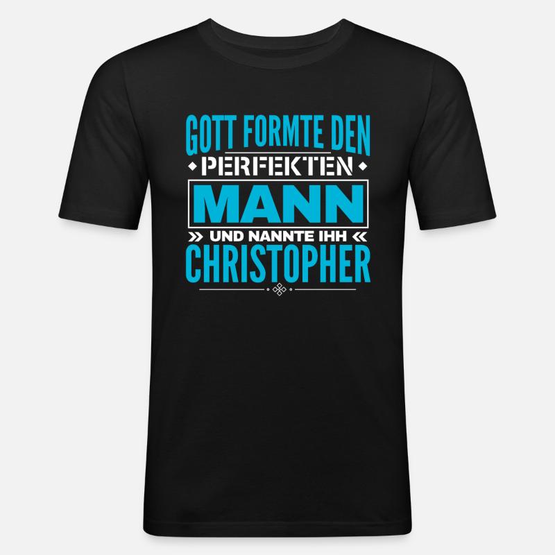 Christopher Name Design - Männer Slim Fit T-Shirt - Schwarz