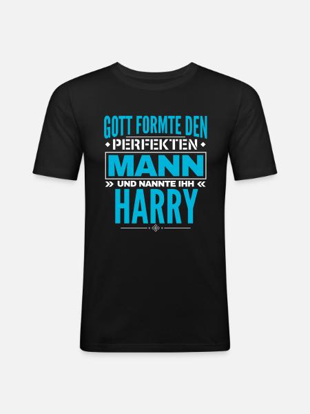 Harry Name Design - Männer Slim Fit T-Shirt - Schwarz