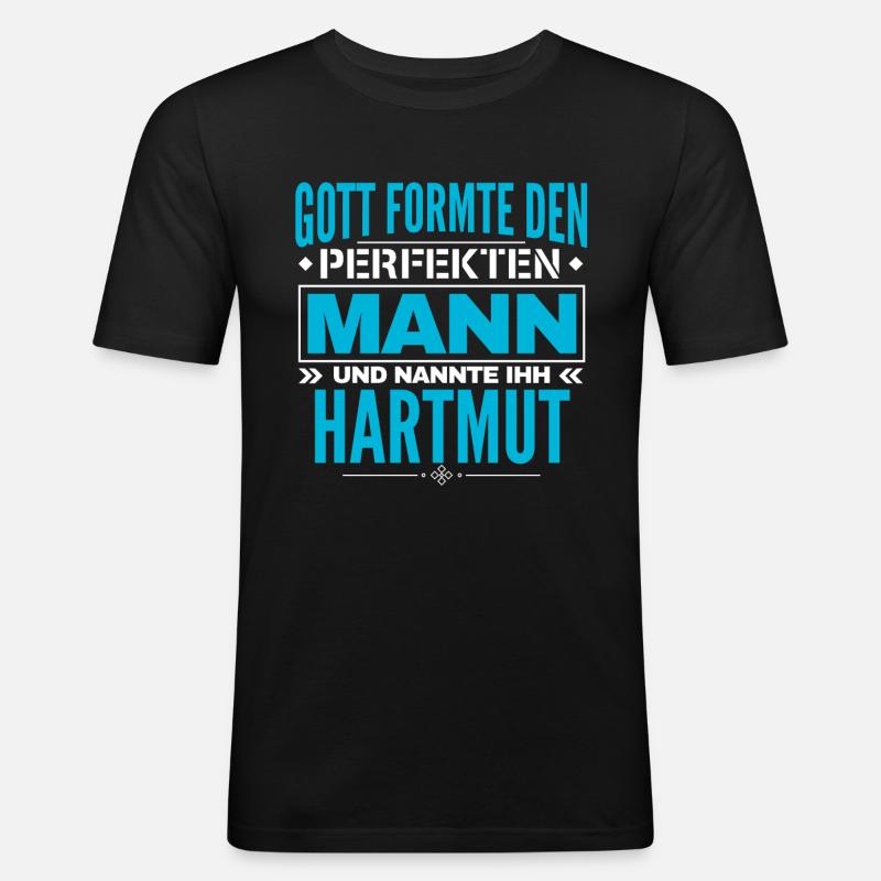 Hartmut Name Design - Männer Slim Fit T-Shirt - Schwarz