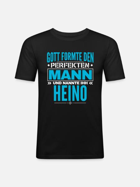 Heino Name Design - Männer Slim Fit T-Shirt - Schwarz