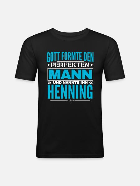 Henning Name Design - Männer Slim Fit T-Shirt - Schwarz