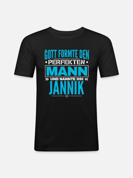 Jannik Name Design - Männer Slim Fit T-Shirt - Schwarz