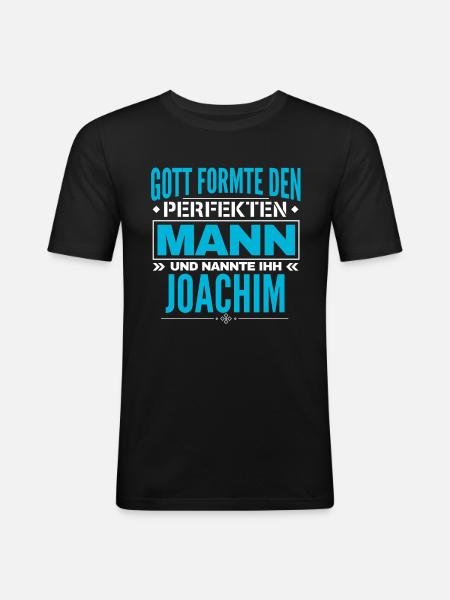 Joachim Name Design - Männer Slim Fit T-Shirt - Schwarz