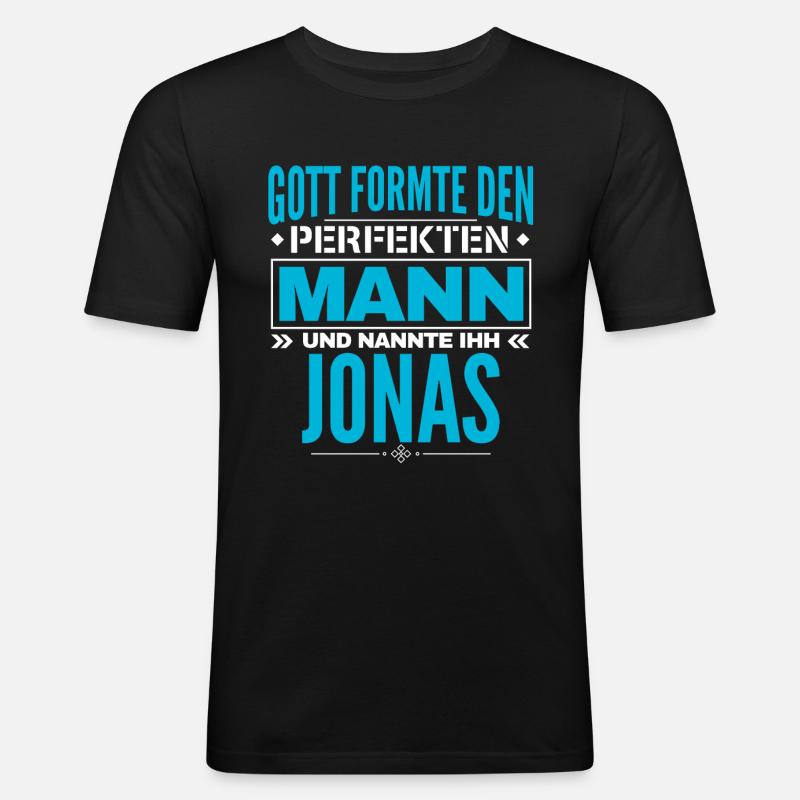 Jonas Name Design - Männer Slim Fit T-Shirt - Schwarz