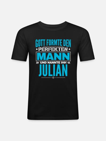 Julian Name Design - Männer Slim Fit T-Shirt - Schwarz