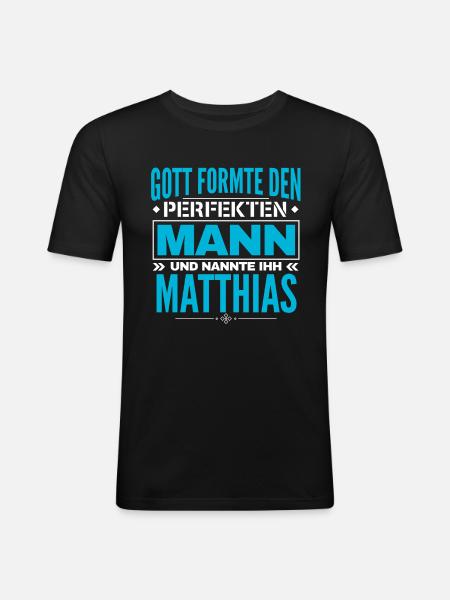 Matthias Name Design - Männer Slim Fit T-Shirt - Schwarz