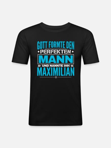 Maximilian Name Design - Männer Slim Fit T-Shirt - Schwarz
