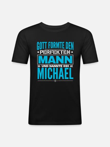 Michael Name Design - Männer Slim Fit T-Shirt - Schwarz