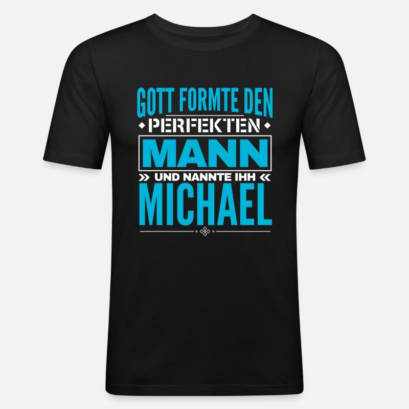 Michael Name Design - Männer Slim Fit T-Shirt - Schwarz