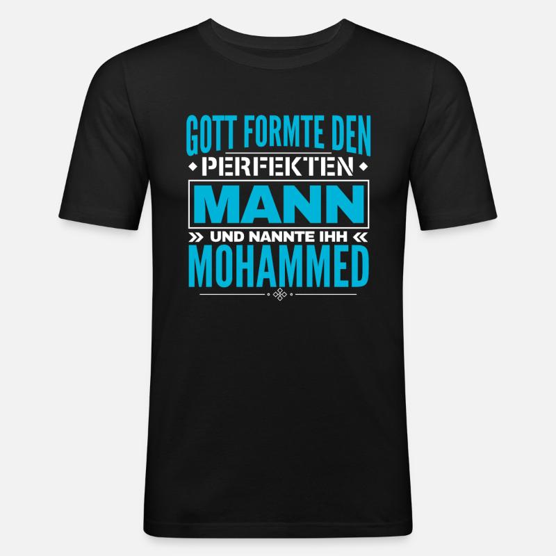 Mohammed Name Design - Männer Slim Fit T-Shirt - Schwarz