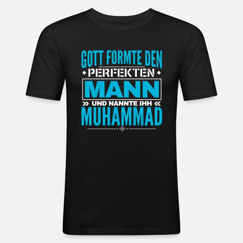Muhammad Name Design - Männer Slim Fit T-Shirt - Schwarz