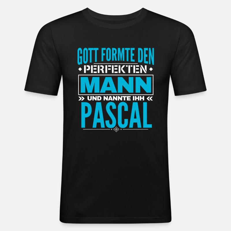 Pascal Name Design - Männer Slim Fit T-Shirt - Schwarz