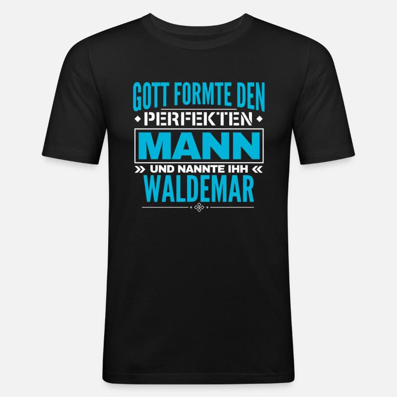 Waldemar Name Design - Männer Slim Fit T-Shirt - Schwarz