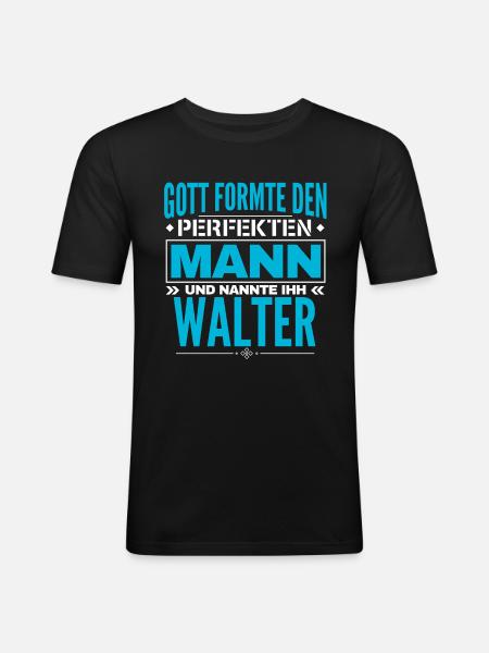 Walter Name Design - Männer Slim Fit T-Shirt - Schwarz