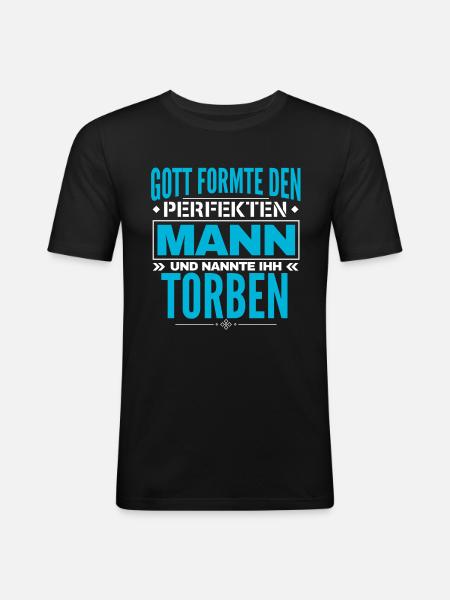 Torben Name Design - Männer Slim Fit T-Shirt - Schwarz