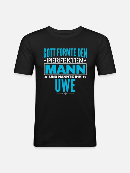 Uwe Name Design - Männer Slim Fit T-Shirt - Schwarz