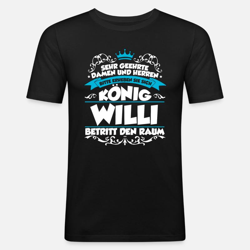 Willi Name Design - Männer Slim Fit T-Shirt - Schwarz