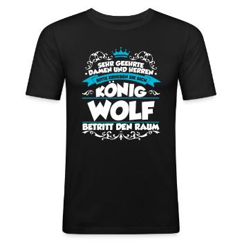 Wolf Name Design - Männer Slim Fit T-Shirt - Schwarz - Vorne - Nik (191cm)