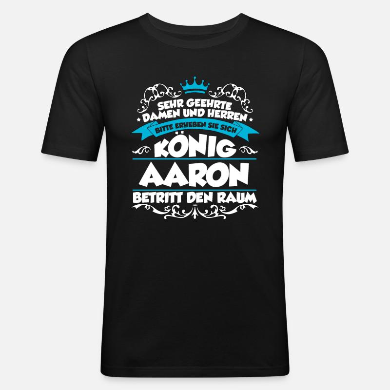 Aaron Name Design - Männer Slim Fit T-Shirt - Schwarz