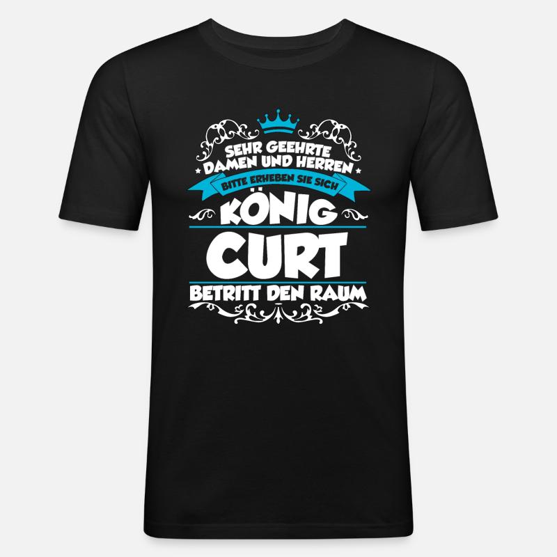 Curt Name Design - Männer Slim Fit T-Shirt - Schwarz
