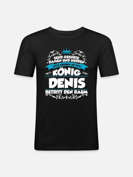 Denis Name Design - Männer Slim Fit T-Shirt - Schwarz