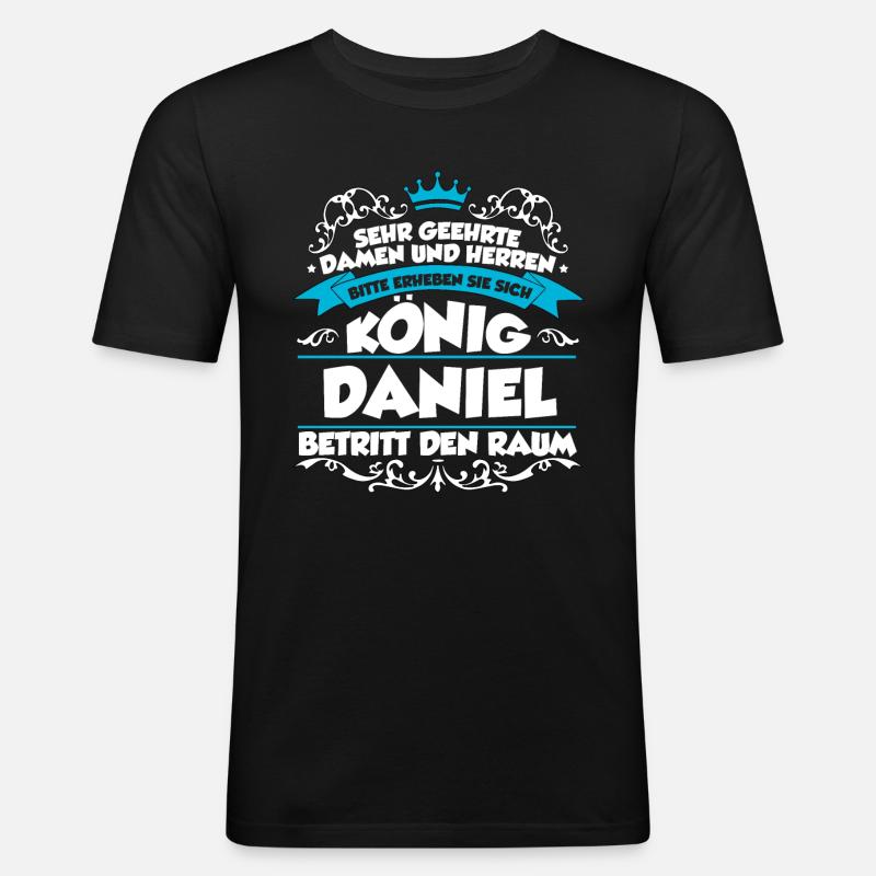 Daniel Name Design - Männer Slim Fit T-Shirt - Schwarz