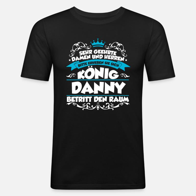 Danny Name Design - Männer Slim Fit T-Shirt - Schwarz