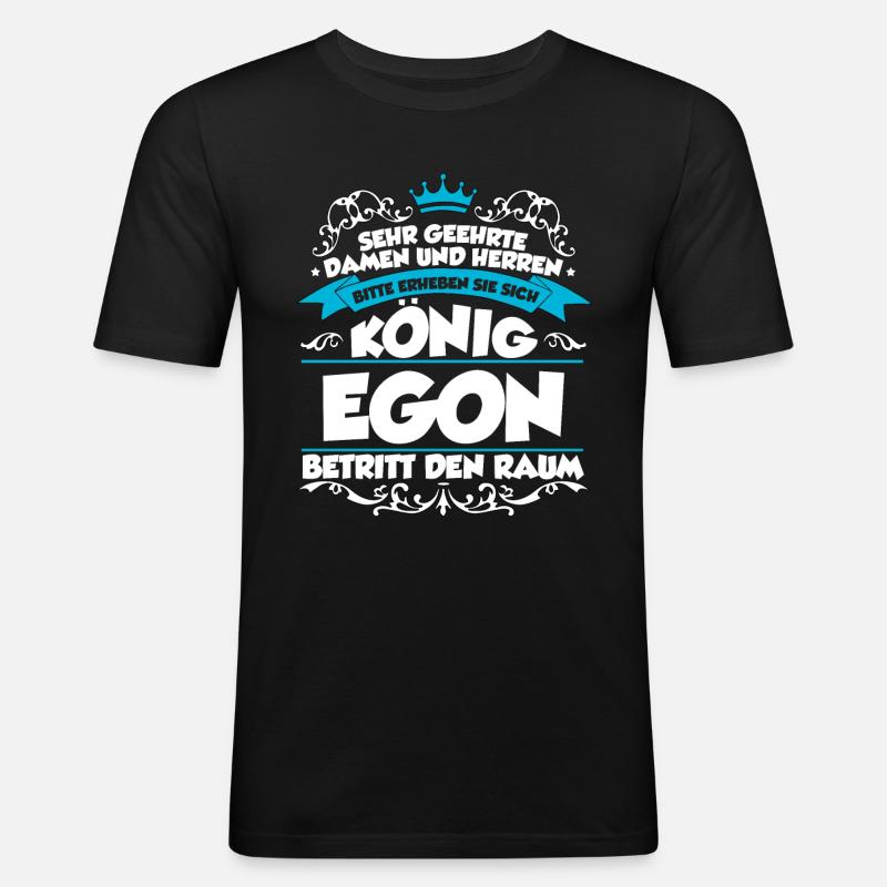Egon Name Design - Männer Slim Fit T-Shirt - Schwarz
