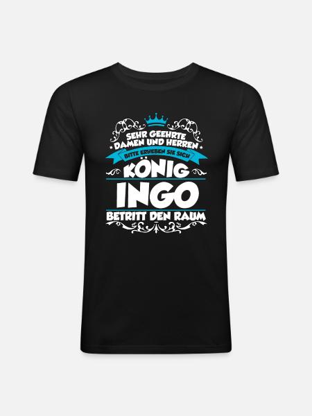 Ingo Name Design - Männer Slim Fit T-Shirt - Schwarz