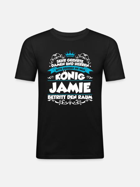 Jamie Name Design - Männer Slim Fit T-Shirt - Schwarz