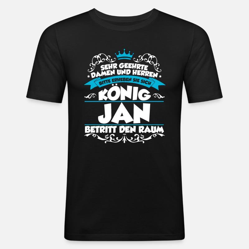 Jan Name Design - Männer Slim Fit T-Shirt - Schwarz