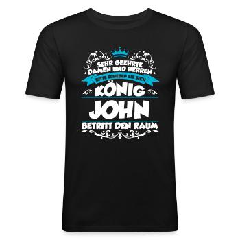 John Name Design - Männer Slim Fit T-Shirt - Schwarz - Vorne - Nik (191cm)