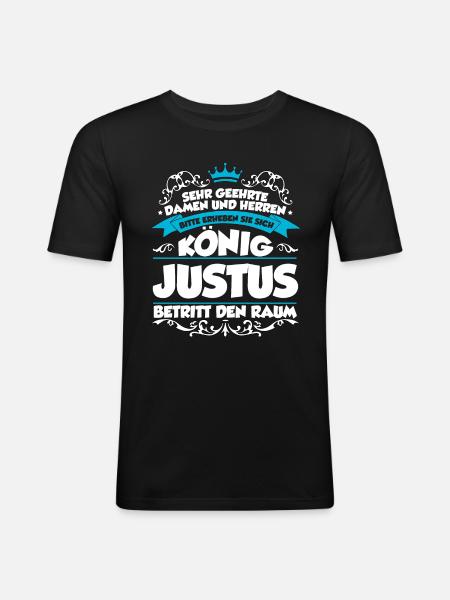 Justus Name Design - Männer Slim Fit T-Shirt - Schwarz