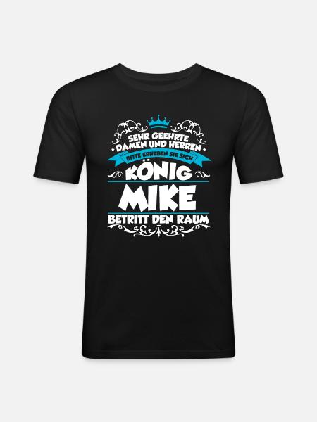 Mike Name Design - Männer Slim Fit T-Shirt - Schwarz