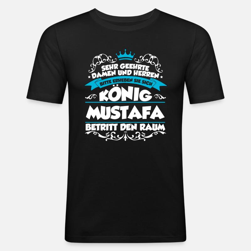 Mustafa Name Design - Männer Slim Fit T-Shirt - Schwarz