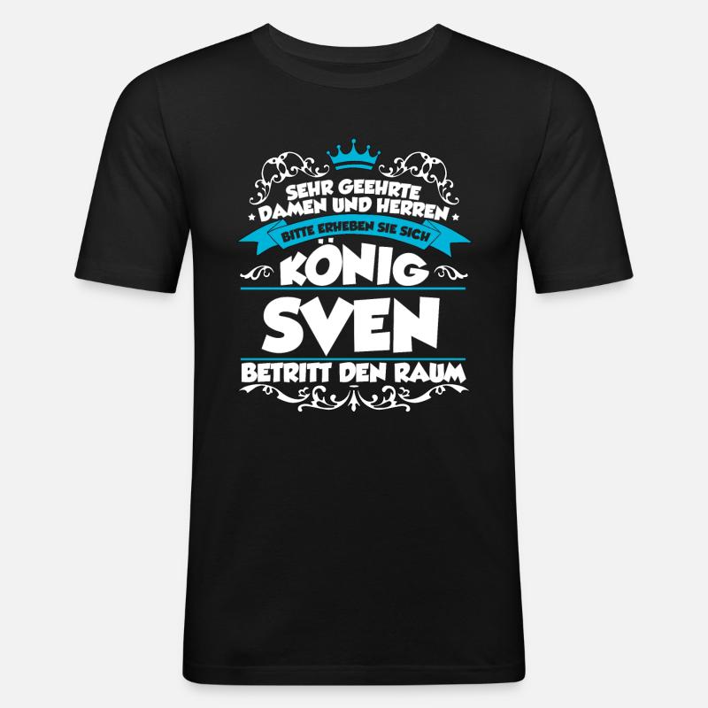 Sven Name Design - Männer Slim Fit T-Shirt - Schwarz