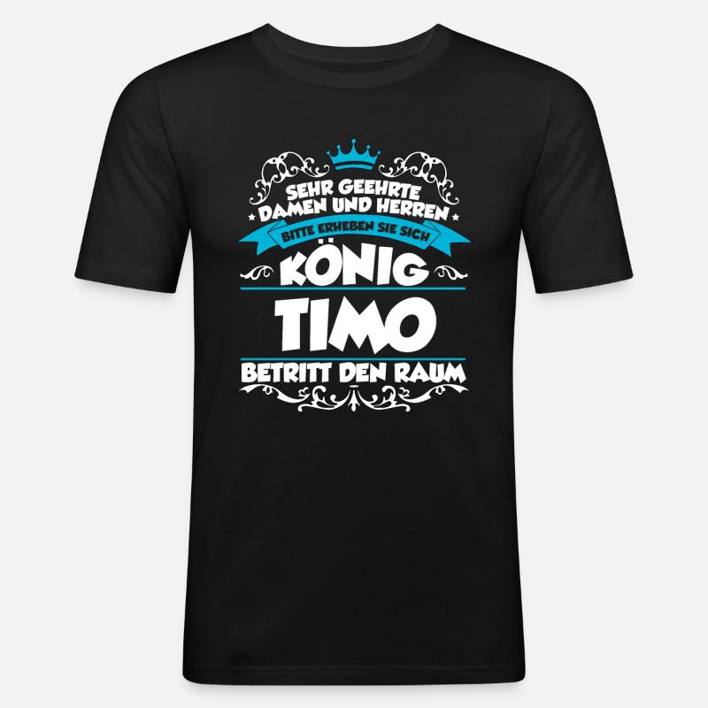 Timo Name Design - Männer Slim Fit T-Shirt - Schwarz
