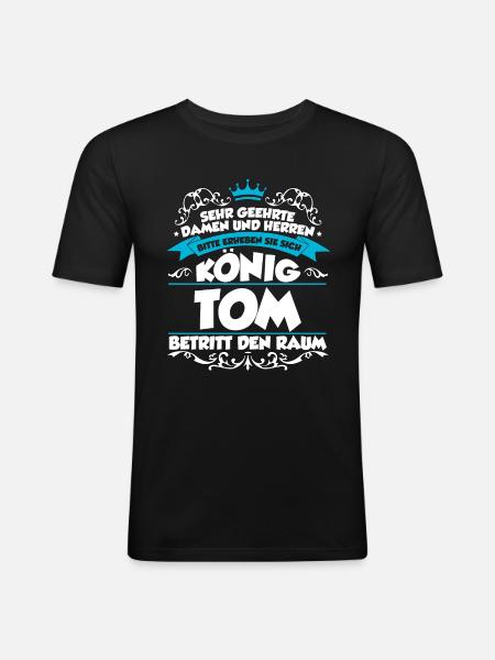 Tom Name Design - Männer Slim Fit T-Shirt - Schwarz