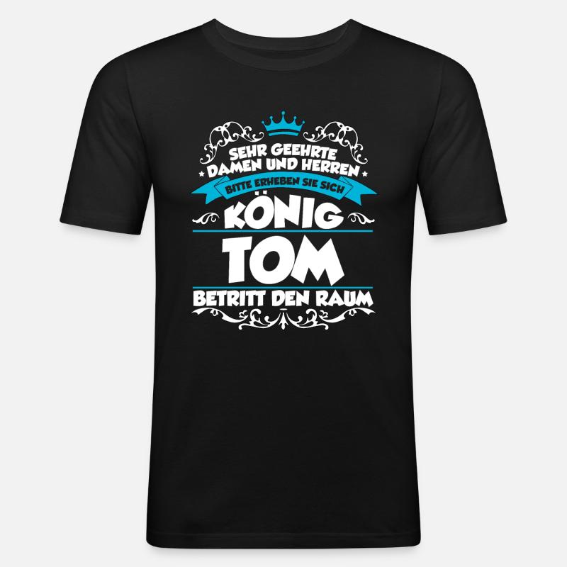 Tom Name Design - Männer Slim Fit T-Shirt - Schwarz
