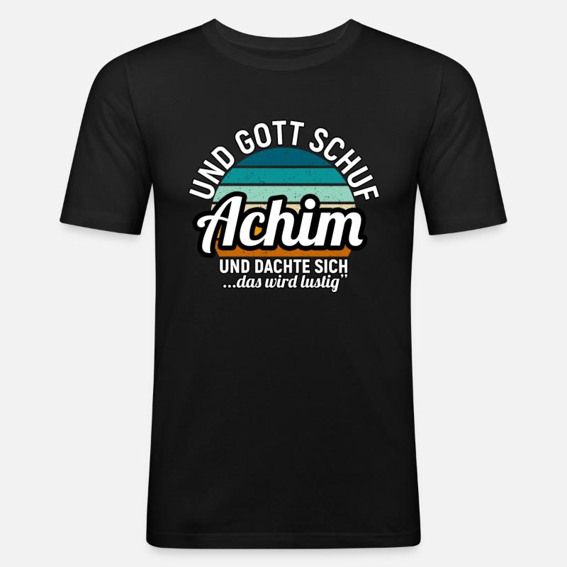 Achim - Männer Slim Fit T-Shirt - Schwarz