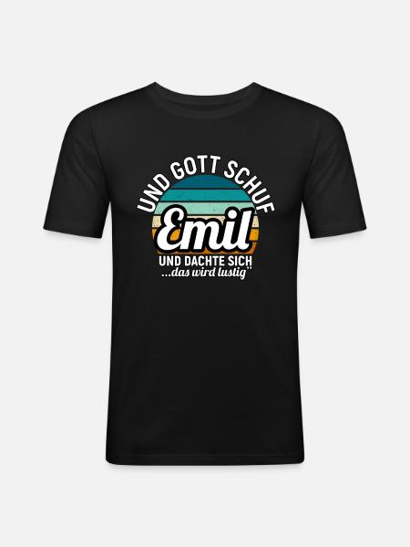 Erhard - Männer Slim Fit T-Shirt - Schwarz