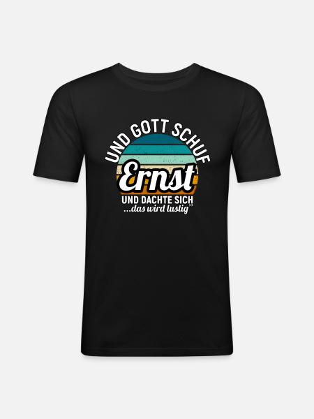 Eugen - Männer Slim Fit T-Shirt - Schwarz