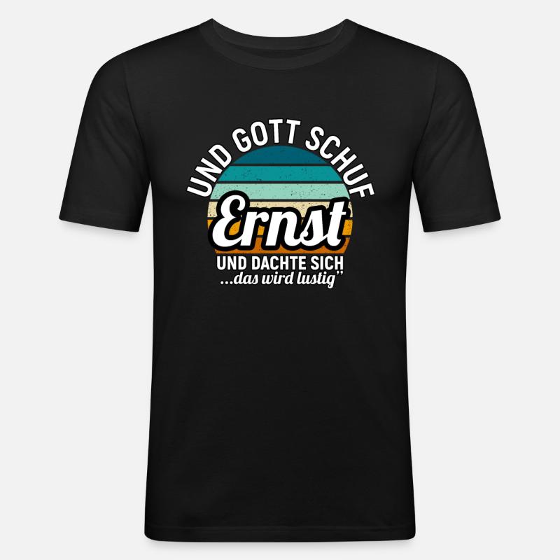 Eugen - Männer Slim Fit T-Shirt - Schwarz