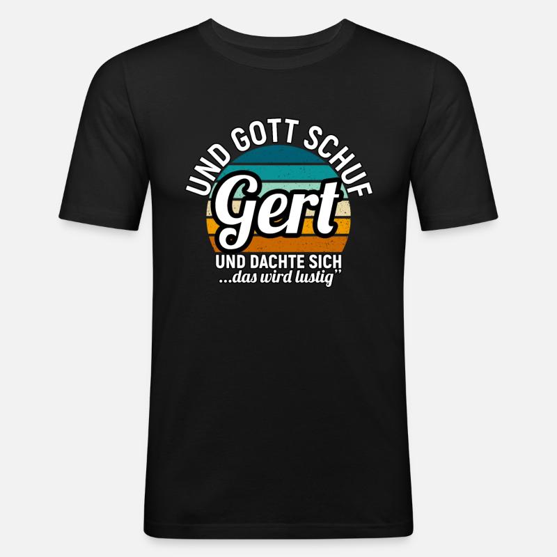 Gert - Männer Slim Fit T-Shirt - Schwarz