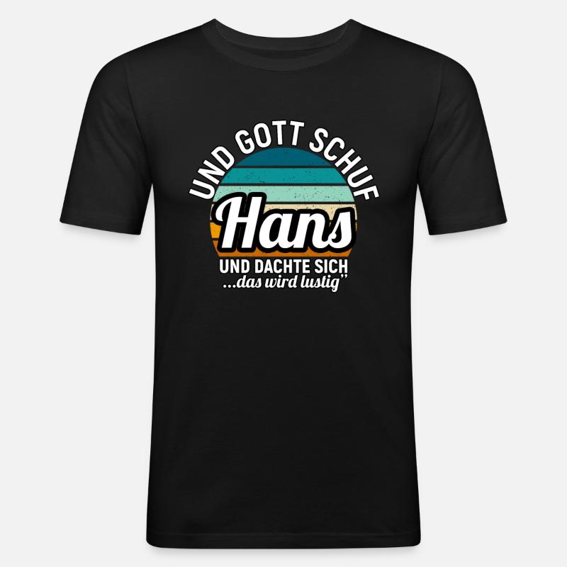 Hans - Männer Slim Fit T-Shirt - Schwarz