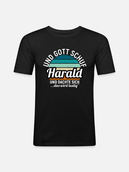 Harald - Männer Slim Fit T-Shirt - Schwarz