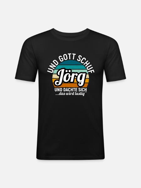 Jörg - Männer Slim Fit T-Shirt - Schwarz