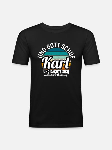 Karl - Männer Slim Fit T-Shirt - Schwarz